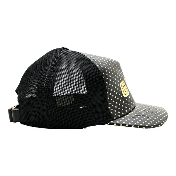 Gucci x Sega Guccy Stars Black Gold Leather Hat XL in Black and Gold, authentic pre-loved hat, image 4