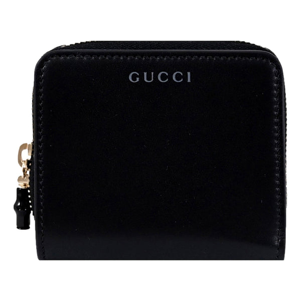 Gucci Black Patent Leather Zip-Around Wallet with Bamboo Pull in Black, authentic new wallet, image 1