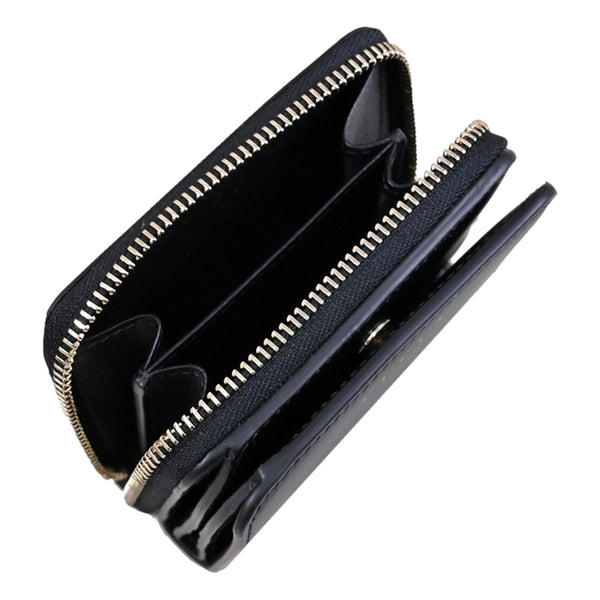 Gucci Black Patent Leather Zip-Around Wallet with Bamboo Pull in Black, authentic new wallet, image 4