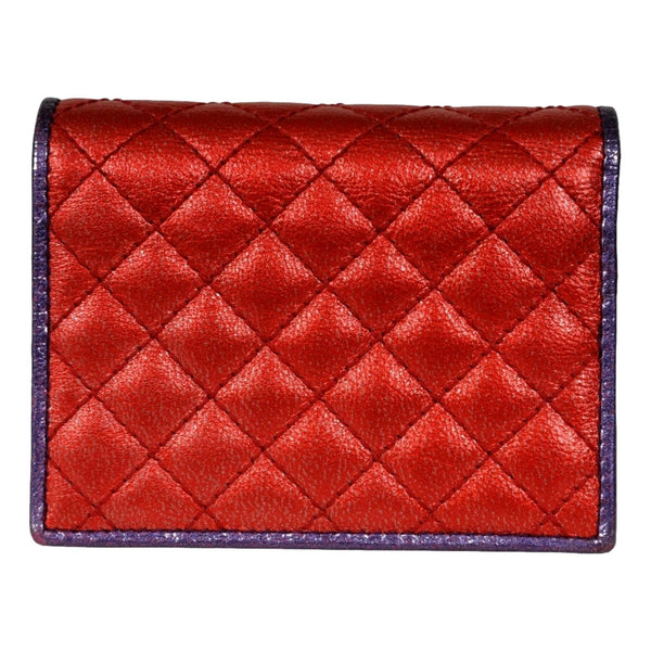 Gucci Zumi Nappa Trapunata Quilted Card Case Wallet Metallic Red Purple in Red, authentic pre-loved wallet, image 2