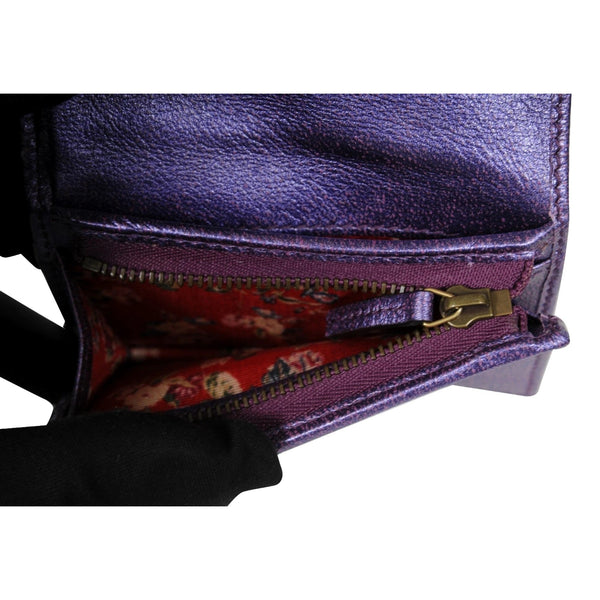 Gucci Zumi Nappa Trapunata Quilted Card Case Wallet Metallic Red Purple in Red, authentic pre-loved wallet, image 8