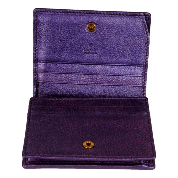 Gucci Zumi Nappa Trapunata Quilted Card Case Wallet Metallic Red Purple in Red, authentic pre-loved wallet, image 7