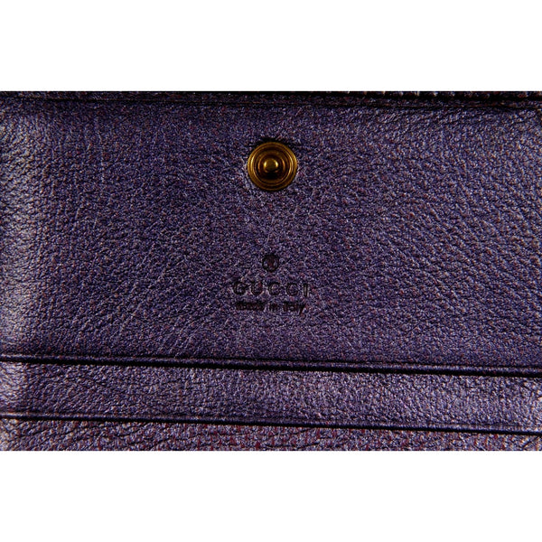 Gucci Zumi Nappa Trapunata Quilted Card Case Wallet Metallic Red Purple in Red, authentic pre-loved wallet, image 9