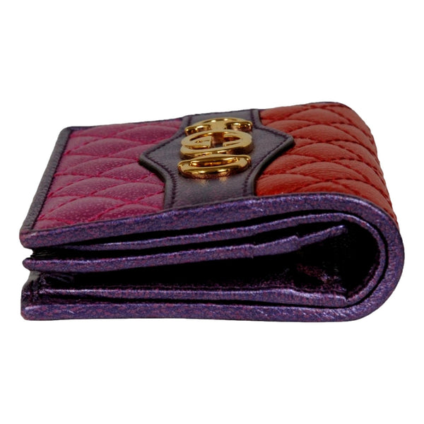 Gucci Zumi Nappa Trapunata Quilted Card Case Wallet Metallic Red Purple in Red, authentic pre-loved wallet, image 5