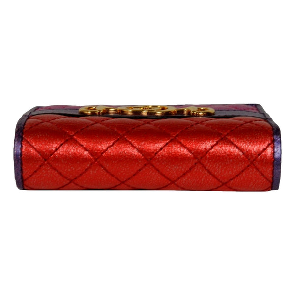 Gucci Zumi Nappa Trapunata Quilted Card Case Wallet Metallic Red Purple in Red, authentic pre-loved wallet, image 3
