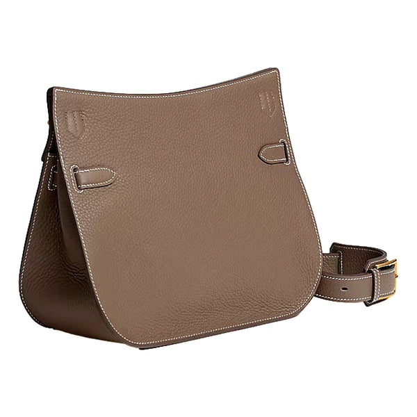 Hermes Taurillon Clemence Jypsiere 28 Etoupe Gold Hardware 2026 in Taupe, authentic new handbag, image 4