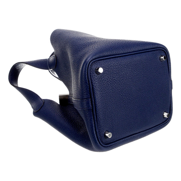 Hermes Picotin 18 Bleu Nuit Clemence Leather Tote Bag Blue in Bleu Nuit, authentic pre-loved handbag, image 4
