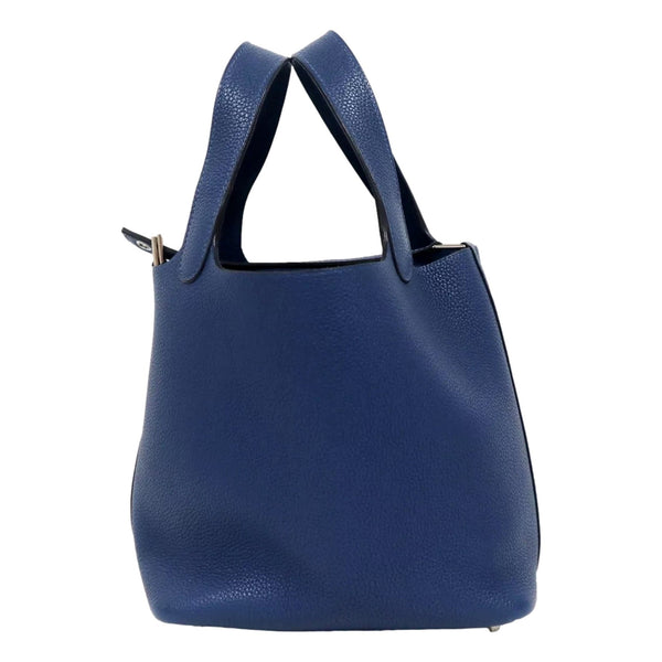 Hermes Picotin 18 Bleu Nuit Clemence Leather Tote Bag Blue in Bleu Nuit, authentic pre-loved handbag, image 1