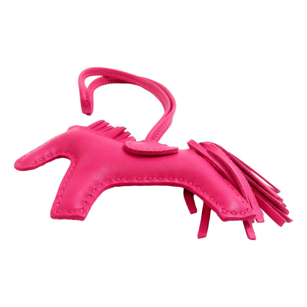 Hermes Rodeo Pink Soft Leather Horse Charm Keychain in Pink, authentic pre-loved keychain, image 4