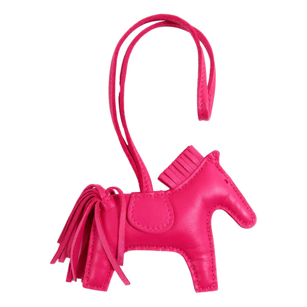Hermes Rodeo Pink Soft Leather Horse Charm Keychain in Pink, authentic pre-loved keychain, image 2