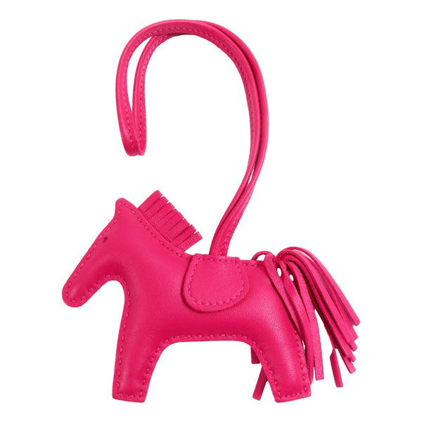 Hermes Rodeo Pink Soft Leather Horse Charm Keychain in Pink, authentic pre-loved keychain, image 1