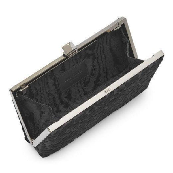 Jimmy Choo Celeste Black Devore Velvet Leopard Print Clutch Bag in Black with Leopard Print, authentic new handbag, image 3