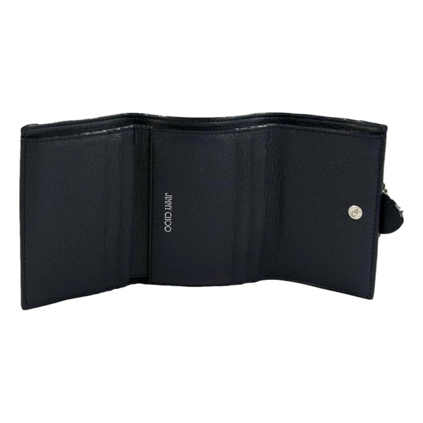 Jimmy Choo Cheri Dark Blue Leather Trifold Wallet in Cosmos Blue Dark Blue, authentic new wallet, image 2
