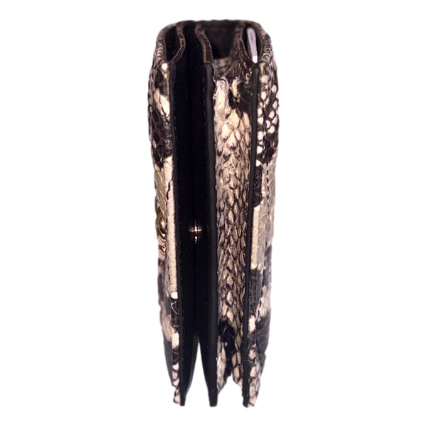 Jimmy Choo Farone Snake Print Leather Card Case Wallet in Animal Print with Neutral Tones, authentic new wallet, image 4