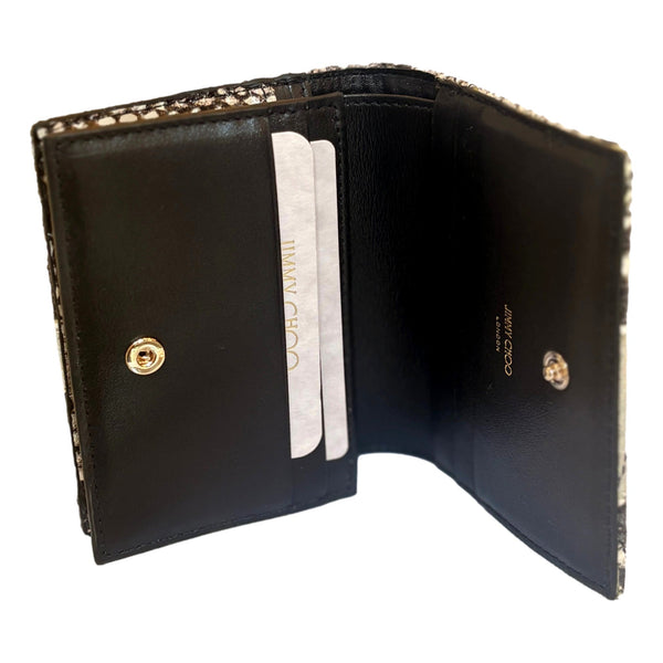 Jimmy Choo Farone Snake Print Leather Card Case Wallet in Animal Print with Neutral Tones, authentic new wallet, image 5