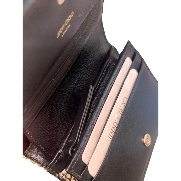 Jimmy Choo Farone Snake Print Leather Card Case Wallet in Animal Print with Neutral Tones, authentic new wallet, image 7