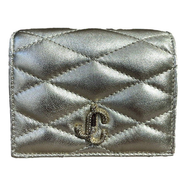 Jimmy Choo Farone Champagne Metallic Leather Card Case Wallet in Champagne Gold, authentic new wallet, image 1
