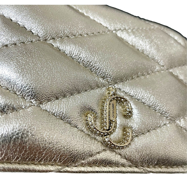 Jimmy Choo Farone Champagne Metallic Leather Card Case Wallet in Champagne Gold, authentic new wallet, image 6