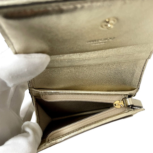 Jimmy Choo Farone Champagne Metallic Leather Card Case Wallet in Champagne Gold, authentic new wallet, image 5