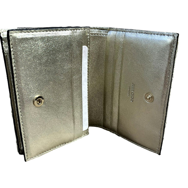 Jimmy Choo Farone Champagne Metallic Leather Card Case Wallet in Champagne Gold, authentic new wallet, image 4