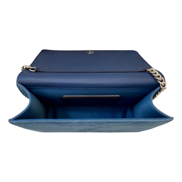 Jimmy Choo Kalina Parrot Blue Suede Crystal CHOO Chain Wallet in Parrot Blue, authentic new handbag, image 3