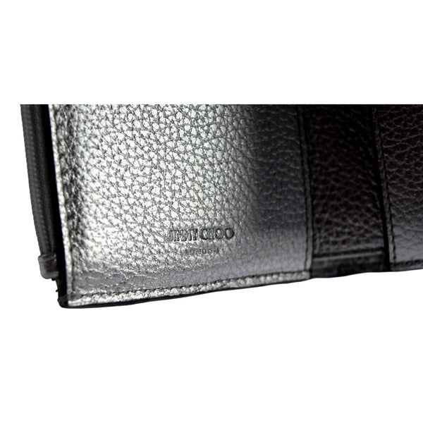Jimmy Choo Loni Silver Leather Embossed Logo Tri-Fold Card Case Wallet in Metallic Silver, authentic new wallet, image 7