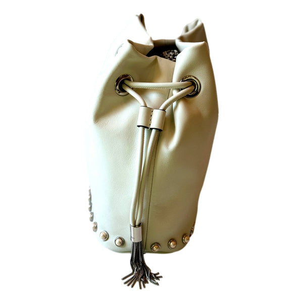 Jimmy Choo Marcheline Pearl Ivory Leather Bucket Crossbody Bag in Ivory, authentic new handbag, image 3