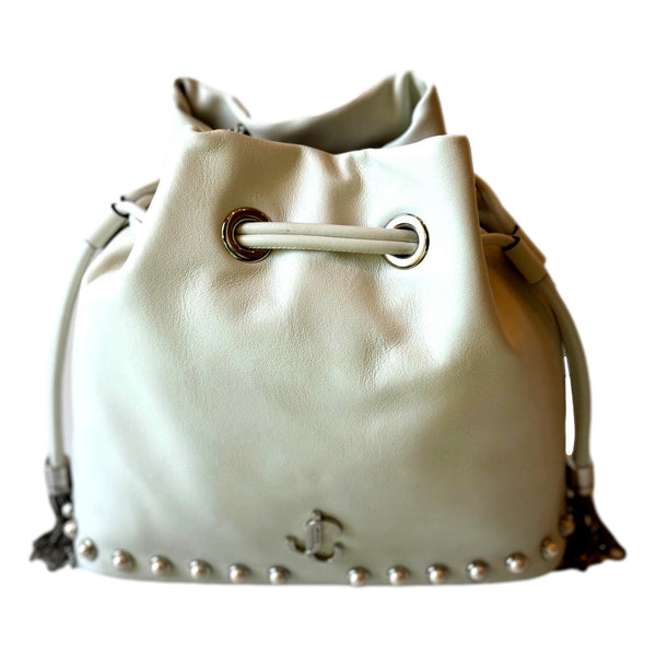 Jimmy Choo Marcheline Pearl Ivory Leather Bucket Crossbody Bag in Ivory, authentic new handbag, image 1