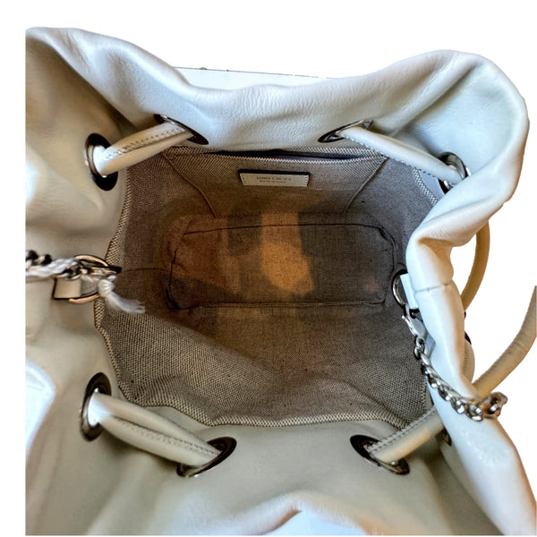 Jimmy Choo Marcheline Pearl Ivory Leather Bucket Crossbody Bag in Ivory, authentic new handbag, image 4