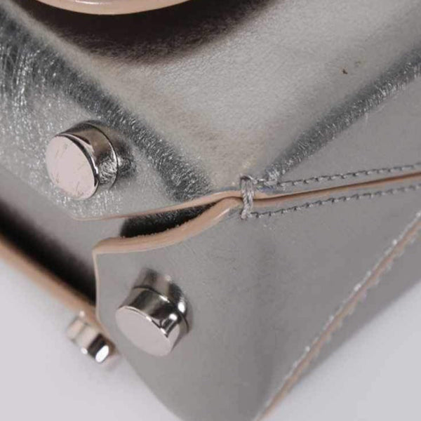 Jimmy Choo Lockett Metallic Silver Studded Leather Crossbody Bag in Metallic Silver, authentic new handbag, image 8
