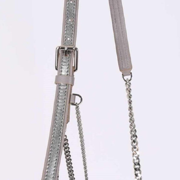 Jimmy Choo Lockett Metallic Silver Studded Leather Crossbody Bag in Metallic Silver, authentic new handbag, image 5