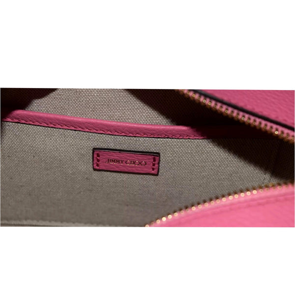 Jimmy Choo Peony Pink Leather Camera Crossbody Bag Logo Zip Gold Hardware in Peony Pink, authentic new handbag, image 8