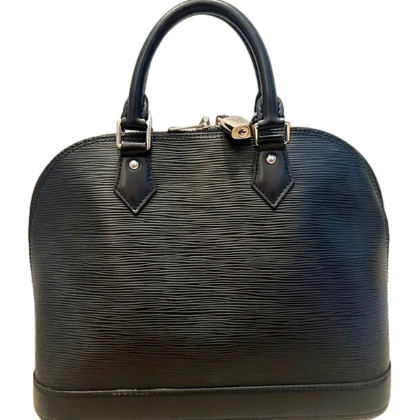Louis Vuitton Alma Womens Handbag Black Epi Leather MM in Black, authentic pre-loved handbag, image 2