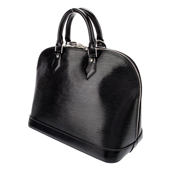 Louis Vuitton Alma Womens Handbag Black Epi Leather MM in Black, authentic pre-loved handbag, image 4