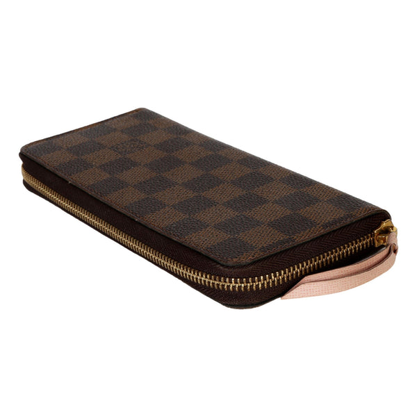 Louis Vuitton Rose Ballerine Damier Ebene Canvas Clemence Wallet – bottom view