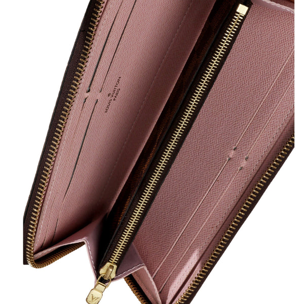 Louis Vuitton Rose Ballerine Damier Ebene Canvas Clemence Wallet – interior view