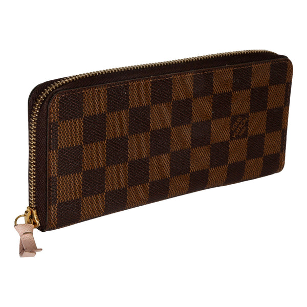 Louis Vuitton Rose Ballerine Damier Ebene Canvas Clemence Wallet – side view