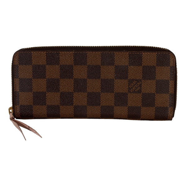 Louis Vuitton Rose Ballerine Damier Ebene Canvas Clemence Wallet – front view