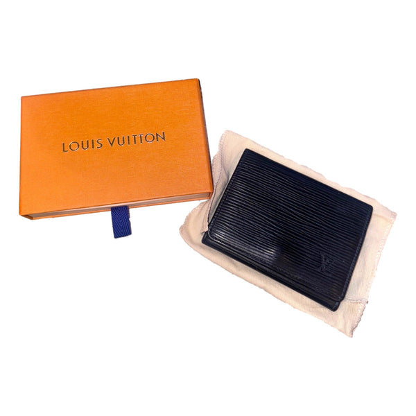 Louis Vuitton Envelope Carte de Visite Black Epi Leather in Black, authentic pre-loved wallet, image 6