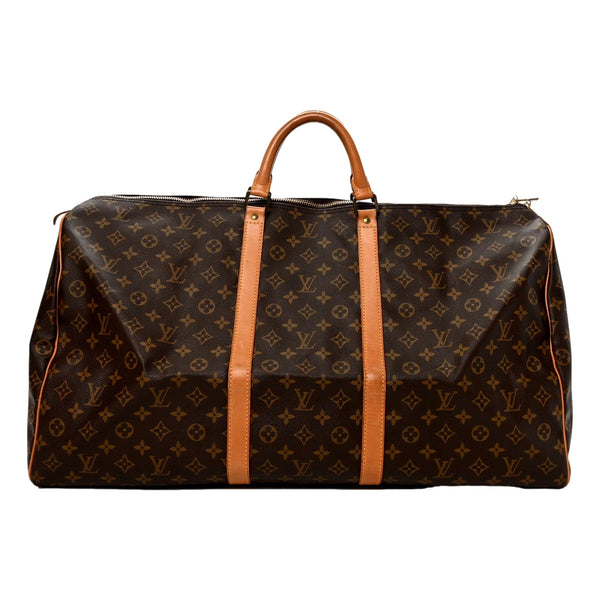 Louis Vuitton Keepall Bandoulière 60 Monogram Canvas Duffle Bag in Brown Monogram, authentic pre-loved handbag, image 1
