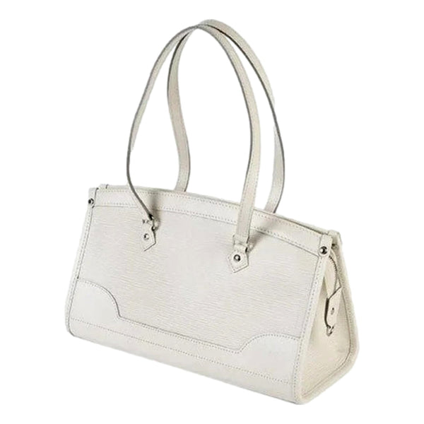 Louis Vuitton Madeleine PM White Epi Leather Shoulder Bag in White, authentic pre-loved handbag, image 1