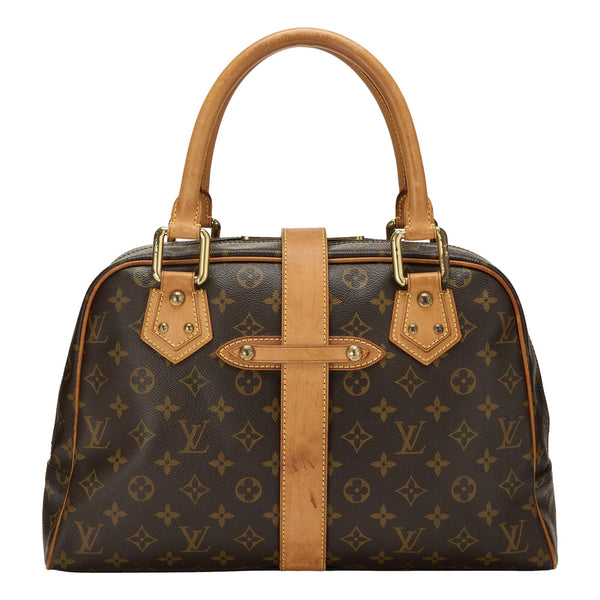 Louis Vuitton Manhattan GM Shoulder Bag in Monogram Canvas with Leather Trim in Red, authentic pre-loved handbag, image 2