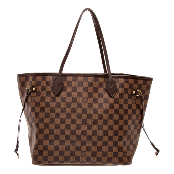 Louis Vuitton Neverfull MM Damier Ebene Tote Bag with Pouch in Brown, authentic pre-loved handbag, image 1