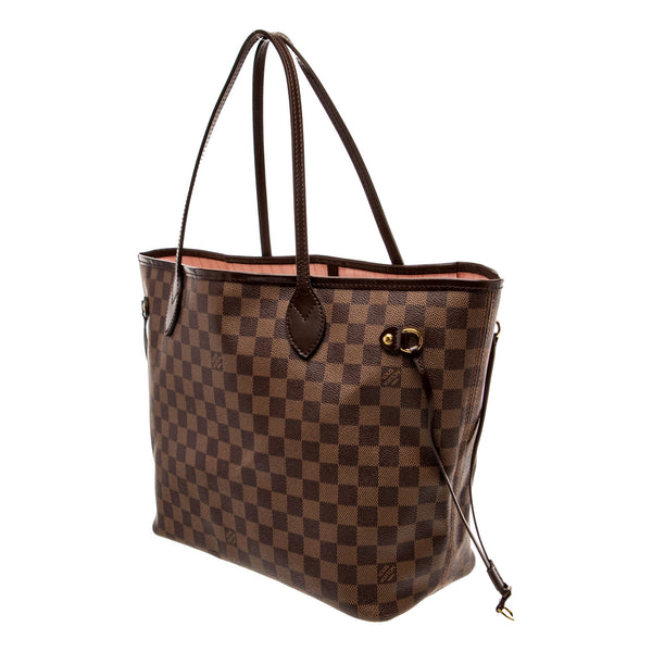 Louis Vuitton Neverfull MM Damier Ebene Tote Bag with Pouch in Brown, authentic pre-loved handbag, image 2