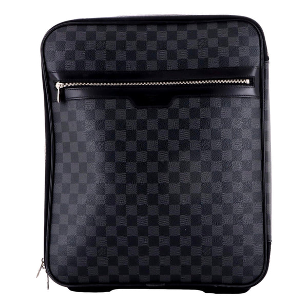 Louis Vuittton Pegase 45 Damier Graphite Canvas and Leather Rolling Suitcase in Damier Graphite black and gray, authentic pre