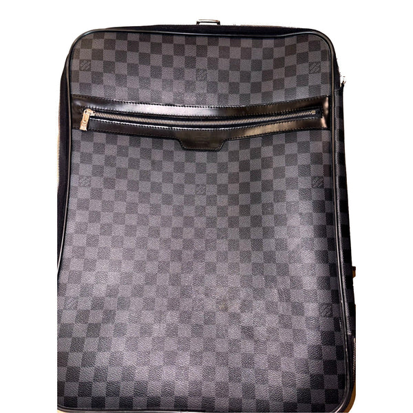 Louis Vuittton Pegase 45 Damier Graphite Canvas and Leather Rolling Suitcase in Damier Graphite black and gray, authentic pre