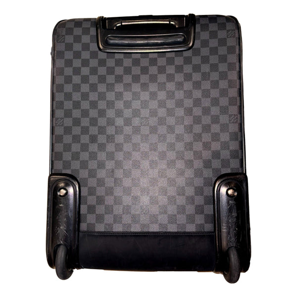 Louis Vuittton Pegase 45 Damier Graphite Canvas and Leather Rolling Suitcase in Damier Graphite black and gray, authentic pre