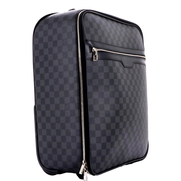 Louis Vuittton Pegase 45 Damier Graphite Canvas and Leather Rolling Suitcase in Damier Graphite black and gray, authentic pre