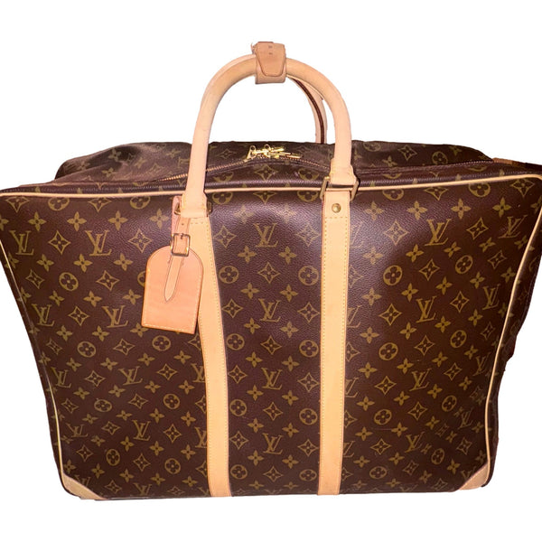 Louis Vuitton Sirius 55 Suitcase Classic Monogram Canvas Leather Travel Bag in Red, authentic pre-loved handbag, image 3
