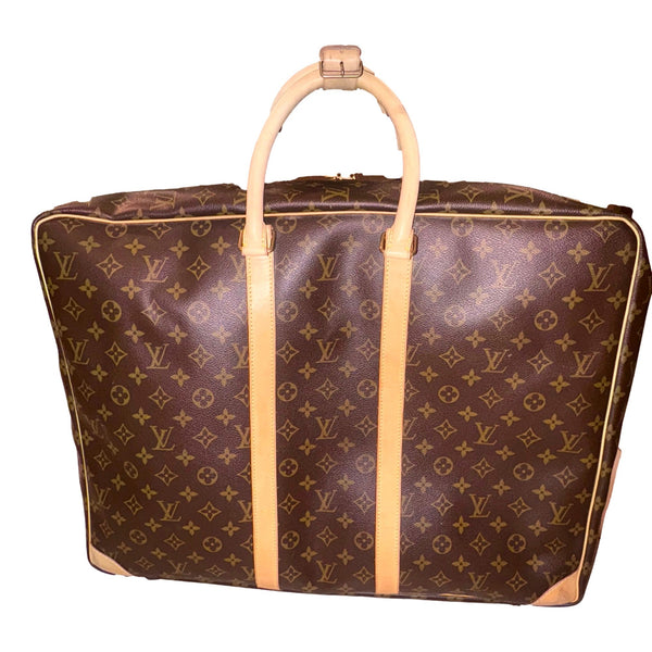Louis Vuitton Sirius 55 Suitcase Classic Monogram Canvas Leather Travel Bag in Red, authentic pre-loved handbag, image 4